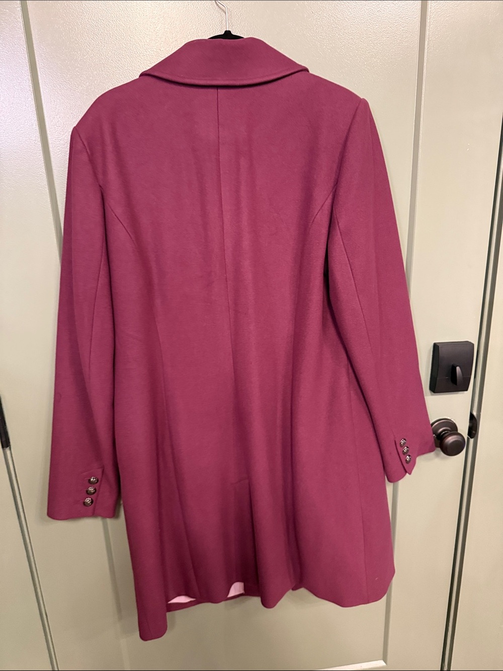 White House Black Market Raspberry Single-Breasted Wool Blend Coat - Picture 5 of 7